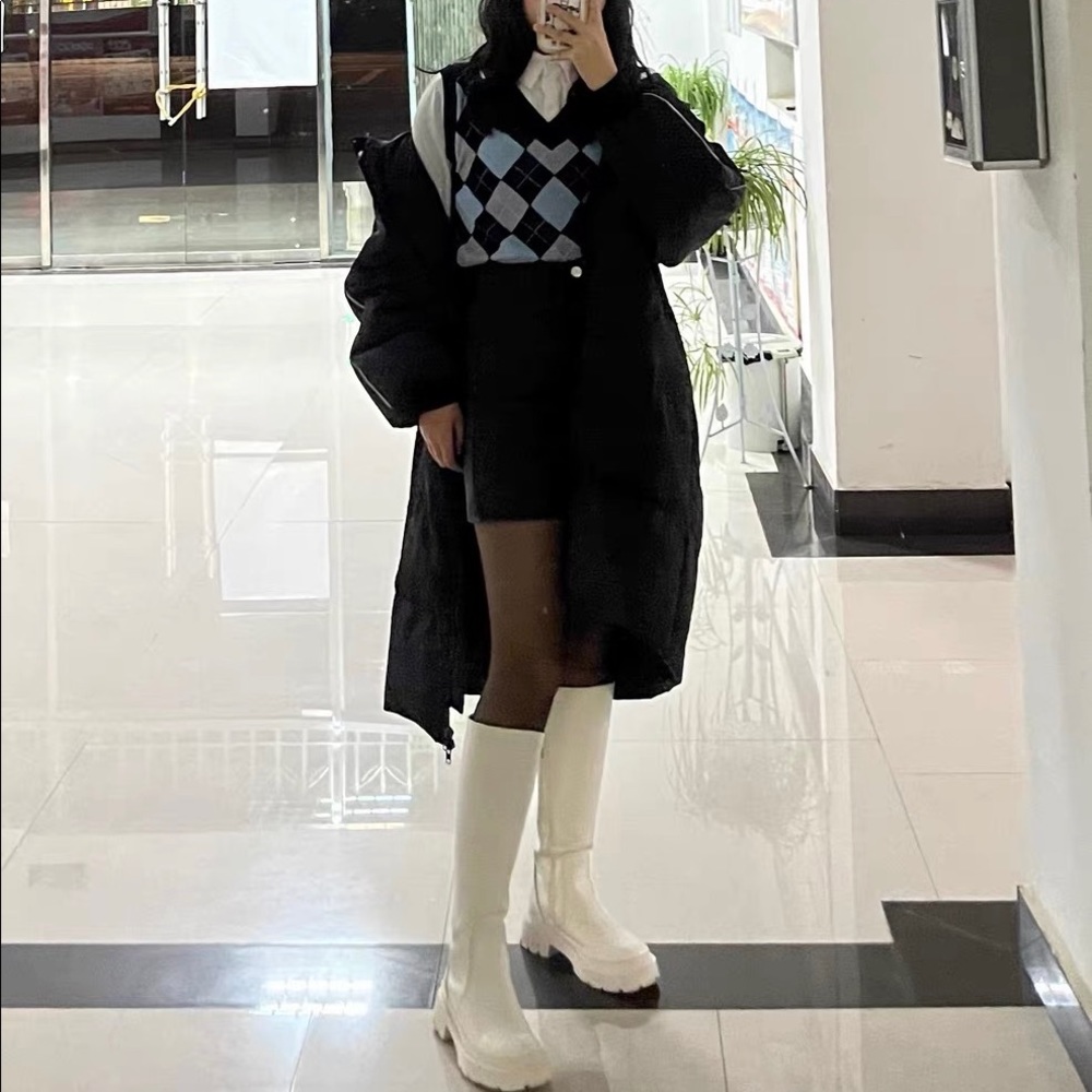 White lug sole chunky boots